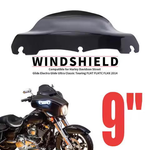9" Motorcycle Winshield Fairing Cycle Wave Windscreen Cover For Harley Touring Street Electra Glide 