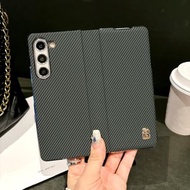 內地直送 - 适用于三星ZFold4567翻盖凯夫拉w23w24w25翻盖手机壳-黑色凯夫拉心系天下 三星Galaxy Z Fold4