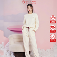 Bộ Quần Áo Nỉ Nữ SANDBOX Cổ Tròn IN LOGO SBF Quần Bo Gấu Set Bộ Thu Đông Thời Trang BNI25004