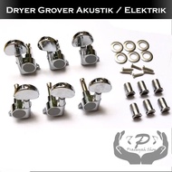 DRAYER TUNING PEG GROOVER CROME GUITAR EAR ROTATION/ DRAYER ROUND GUITAR CHROME DRAYER GROOVER CROME