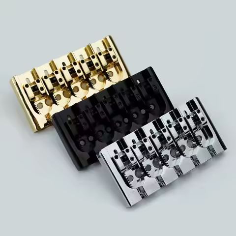 Guyker Retro Bass Bridge - 4-String 5-String A-Style Bass Bridge . Adjustable string spacing Gold, S