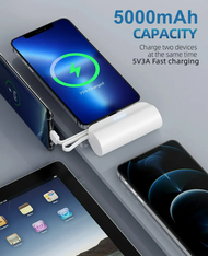 5000mAh Mini Power Bank Fast Charge With USB Type C and Lightning iOS Dual Charging Ports