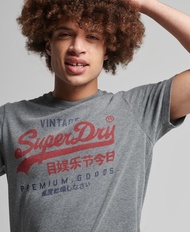 Superdry Vintage Vl Classic Tee-Rich Charcoal Marl