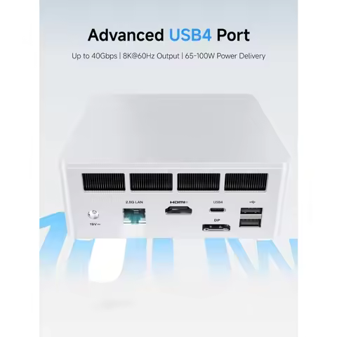 Slim Mini PC AMD Ryzen 7 8745H Barebone Small Computer with Radeon 780M Graphics HDMI DP USB4 2.5G L