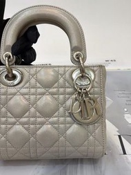 Dior mini lady 迷你 包包 珠光灰