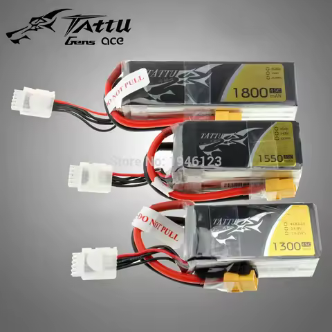 TATTU Lipo Battery 4S 14.8V 1300Mah 1550Mah 1800Mah 45C 95C 100C with XT60 Plug for RC Quadcopter FP