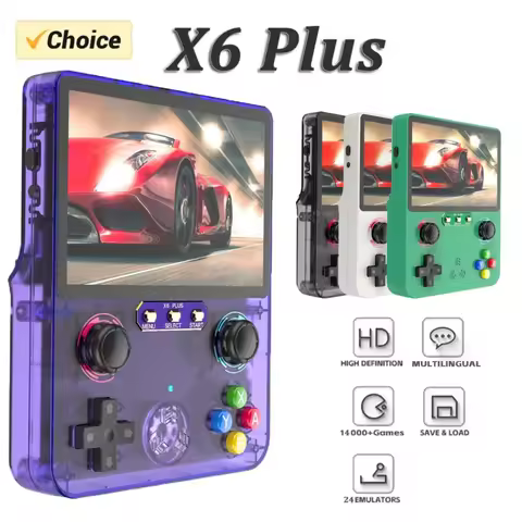 X6 Plus Game Console Retro Video Game Console 4.0'' IPS Screen Portable Handheld Game Player 14000+ 
