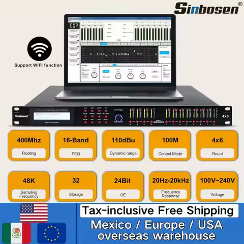 Sinbosen professional sound audio processor 4 input 8 output AD48 karaoke speaker management digital