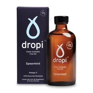 Dropi Omega 3 Fish Oil Liquid, Spearmint - Maximum Strength Omega-3s EPA, DHA, Vitamin A & D - Extra