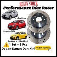 Perodua Myvi Lagi Best Axia Bezza Myvi icon Front Performance Disc Rotor Slotted &amp; Drilled Spare Part - DF8042