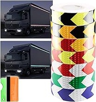 Free Tool Kit 2"x120ft Arrow Red White Night Reflective DOT-C2 Safety Tape Warning Caution Adhesive Conspicuity Checker Marking Decal Sticker Roll Film Truck RV Trailer Boat ATV Construction Outdoor