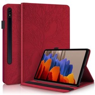 全城熱賣 - 適用於 三星 Galaxy Tab S9+ / S9 FE+ 生命樹系列 左右開平板皮套（紅色）