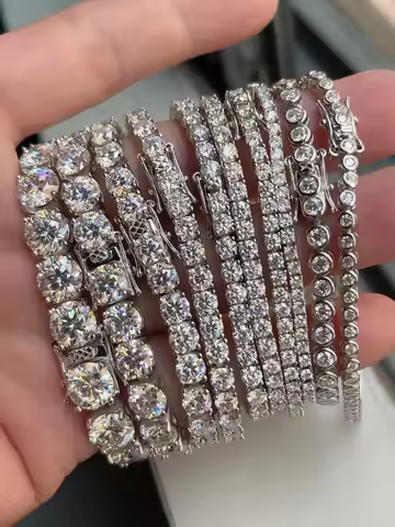 2.5-6.5MM Moissanite Tennis Bracelet for Women Men S925 Silver Plated 18k White Gold All Diamond Bra