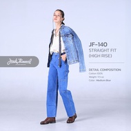 กางเกงยีนส์คาร์โก้ผู้หญิง Handwerk JF-140 Straigh Fit Blue High Waisted Jack Russel