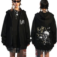 Rock Band Korn Serpent Skeleton Graphic Zipper Hoodie Men Women 90s Classic Vintage Zip Up Hoodies M