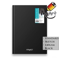 MayArt Hard Cover Black Sketch Book 140gsm / 80pgs (Long Bound) Myart