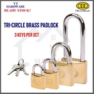 [READY STOCK] Tri-Circle Brass Padlock with 3 Keys