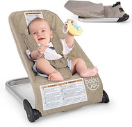BABY JOY Baby Bouncer, Foldable Bouncer & Stationary Seat with 5-Point Safety Harness, Removable Fab