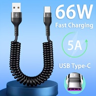 5A สายชาร์จเร็วแบบ USB to Type C 66W สำหรับ Xiaomi redmi Samsung OPPO VIVO อุปกรณ์ชาร์จโทรศัพท์มือถือในรถยนต์สายชาร์จ USB