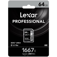 Thẻ nhớ Máy Ảnh SDXC Lexar Professional 1667X 64GB / 128GB / 256GB UHS-II V60 đọc 250MB/s ghi 120MB/