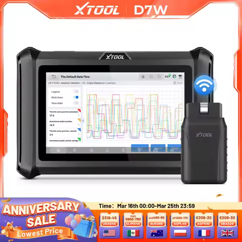 XTOOL D7W V2.0 OBD2 Bluetooth Scanner All System Diagnostic Tool ECU Coding Bidirectional Control Da
