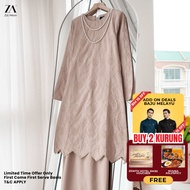 ZOE ARISAH Resca Kurung Premium Sulam Kurung Pahang Cotton Embroidery Baju Raya 2026 Teal Wine Baru 
