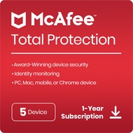 McAfee Total Protection 5 Device Antivirus Software VPN True Key PC/Mac/Android/iOS Email Delivery