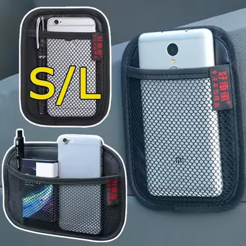 1/2/3/4/5pcs Car Interior Net Pocket Leather Oxford Fabric Mesh Bag Phones Coins Keys Storage Bag Ca