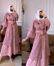 . K-FASHION Gamis Set Hijab Terbaru Kekinian Baju Wanita Lebaran Model Baru Import Viral Outfit Mode