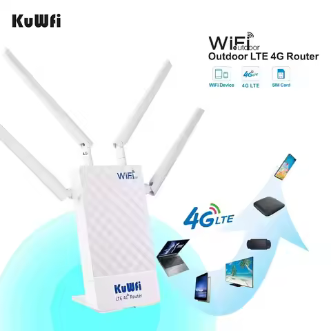 KuWFi 4G CPE Outdoor Router 300Mbps Wifi Router External Antenna Support Port Filtering DMZ MAC IP S