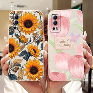 Vivo Y72 5G V2041 / Y52 5G V2053 Beautiful Tulip Sunflower Butterfly Casing Vivo Y72 5G Y52 Soft Sil