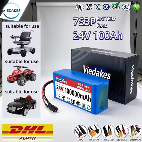 🧰Power Bank Lifepo4 24v batteries VIEDAKES Brand New 24V 100Ah 7S3P 18650 Battery Pack Multi Protect