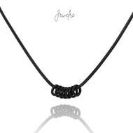 Jewelre 7 Mini Charm Black Necklace