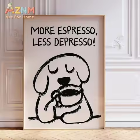 Retro More Espresso Less Depresso Wall Art Prints Canvas Painting Poster Picture For Living Bed Kids