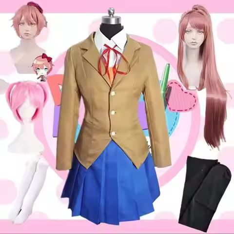 Doki Literature Club Monika Sayori Yuri Natsuki Cosplay School Uniform Girl Game Costume