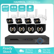 Hamrol 8MP 4K POE NVR Dual Lens PTZ POE Camera System Color Night Vision Security Monitoring CCTV Se
