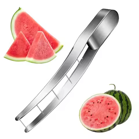 1PC 304 Stainless Steel Manual Fruit Watermelon Cube Cutter Slicer with 6 Pieces Two Teeth Fruit For