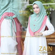 Zain Khimar Syari Instan Amira Motif 2 Layer Ceruty Baby Doll Jilbab Instan Ceruti 2 layer Hijab Amira 2tone by ZAIN COLLECTION