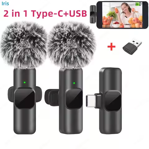 K1 Wireless Lavalier Microphone Mini Audio Video Recording Mic For iPhone Android Laptop Live Gaming