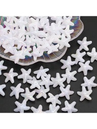 40 piezas Cuentas de estrella de mar blancas con recubrimiento UV para hacer joyas, collar, pulsera, llavero y accesorios de fabricación casera