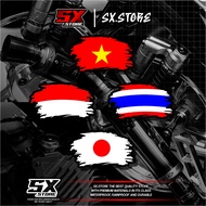 Flexible Vinyl Tear Flag Sticker Anti-Scratch 7x 4cm Vietnam Thailand Japan Flag Cool Japan/ Japan W