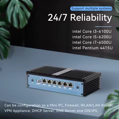 XCY Pfsense Firewall Router Mini PC Intel Core i7-6500U 6x Intel Ethernet i211AT LAN Ports Support W