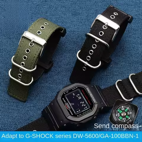 Modified watchband Nylon For Casio GSHOCK DW-5600 GW-M5610 GWB5600 GA100 GA110 GA2100 canvas watch s