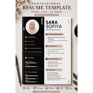 Template Resume ATS Black Nude | CV Profesional Moden | Canva Editable | Muat Turun Digital