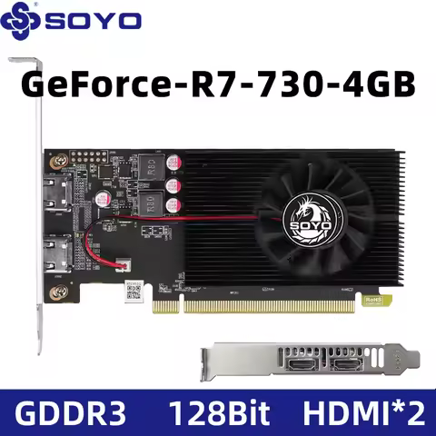 SOYO GT730 4GB Half-height Graphics Card GDDR3 GPU 128Bit HDMI*2 compatible PCI-E 3.0 Placa De Video