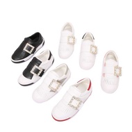 RV Tassel Diamond Buckle White Genuine Leather Thick Sole Casual Shoes