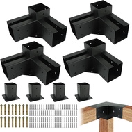 Pergola Gazebo Brackets-Kit 4x4-3-Way DIY Pergola Right Angle Corner Bracket for (3.9x3.9 inch) Wood