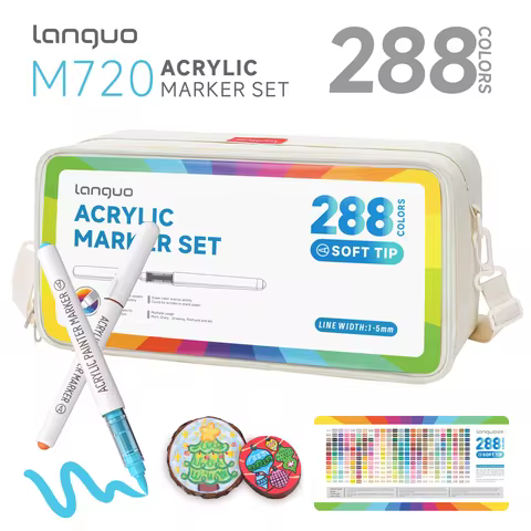 Languo 240/288 Colors Direct Liquid Acrylic Marker Pens Set with Replacement Tips Student DIY Graffi