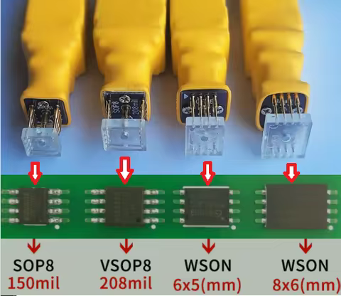 SOP8 150MIL VSOP8 208MIL WSON 6X5MM WSON 6X8MM Probe Line For EEPROM 93CXX/25CXX/24CXX circuit CH341