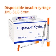 100pcs 1ml/cc-31Gx8mm Orange insulin Syringe With Needle,Disposable Sterilized Individually Packed F